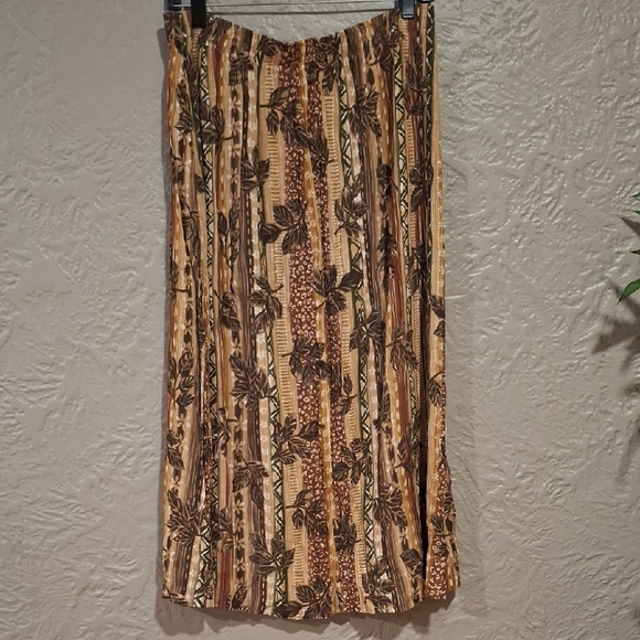 Jaclyn Smith Tan and Brown Pleated Midi Skirt Size L - Picture 2 of 4